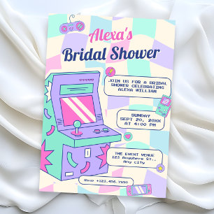 Retro game play bridal shower invitation