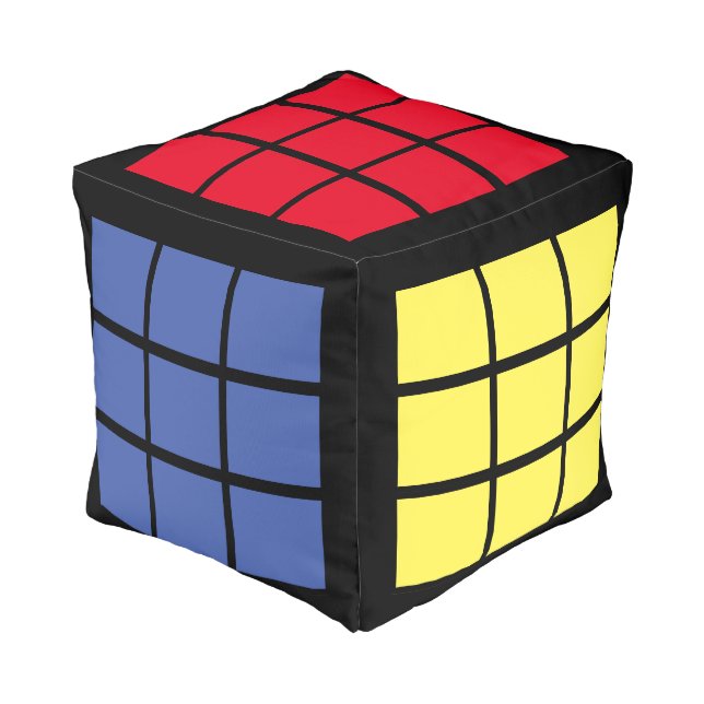 Retro Game Puzzle Cube Pouf (Angled Back)