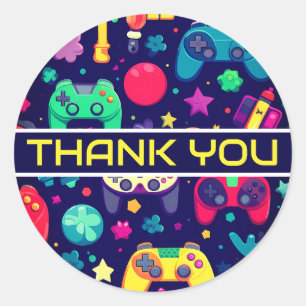 Retro Gamer Arcade Thank You Classic Round Sticker