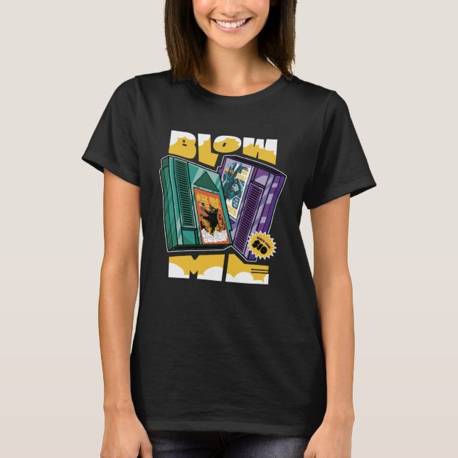 Retro Gamer  Blow Me Gaming Cartridge Humor T-Shirt (Front)
