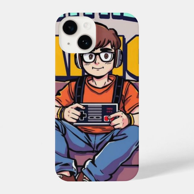 Retro Gamer Boy – Cool Cartoon Phone Case for Game (Back)