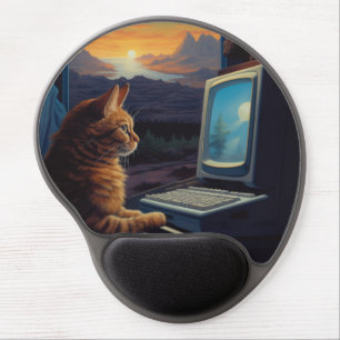 Retro Gamer Cat   8-Bit Pixel Art Gaming Gel Mouse Pad