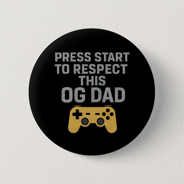 Retro Gamer Dad Respect Quote Button (Front)