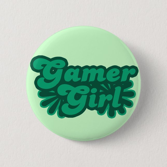 Retro Gamer Girl Button (Front)