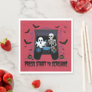 Retro Gamer Halloween - Skeleton Arcade Machine Napkins