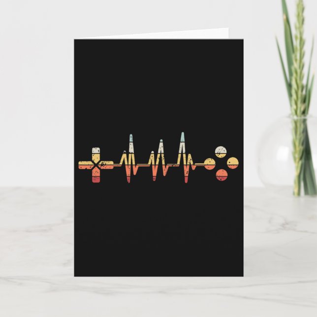 Retro Gamer Heartbeat For Video Game Lovers Gaming Card (Front)