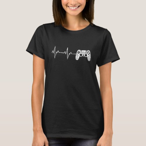 Retro gamer heartbeat videogame controller geek ne T_Shirt