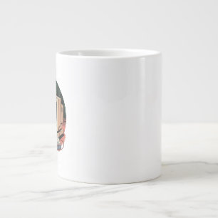 Retro Gamer Kid on Vintage Computer Pixel Art Giant Coffee Mug