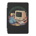 Retro Gamer Kid on Vintage Computer Pixel Art iPad Mini Cover