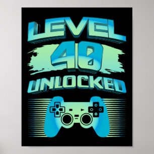 Retro Gamer Level 40 Unlocked B-day Older Gamblers Poster