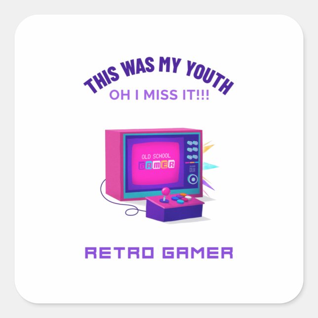 Retro Gamer Miss His Youth Square Sticker (Front)