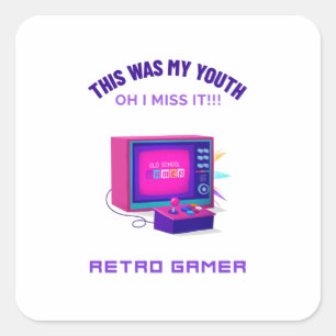 Retro Gamer Miss His Youth Square Sticker