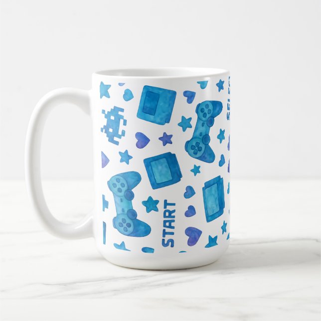 Retro Gamer Mug – Blue Video Game Controller  (Left)