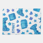 Retro Gamer Pattern Kitchen Towel – Blue 