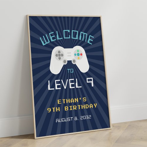 Retro Gamer Theme Kids Birthday Party Welcome Sign