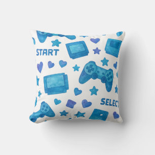 Retro Gamer Throw Pillow – Blue Video Game