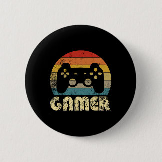 Retro Gamer Video Game Player Boys Teens Men  Button
