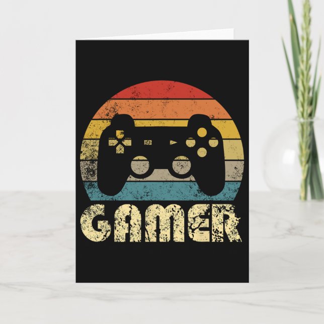 Retro Gamer Video Game Player Boys Teens Men  Card (Front)