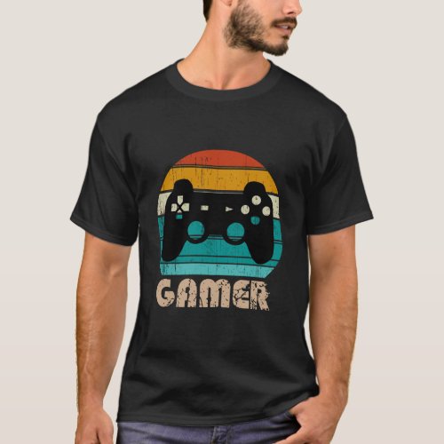 Retro Gamer Video Games Player Gaming Boys Teens M T_Shirt