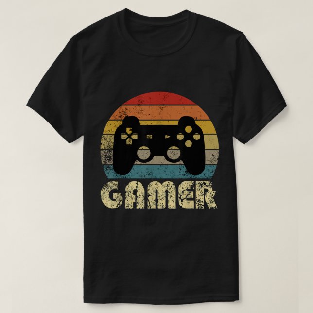 Retro Gamer Vintage Game Controller Design T-Shirt (Design Front)