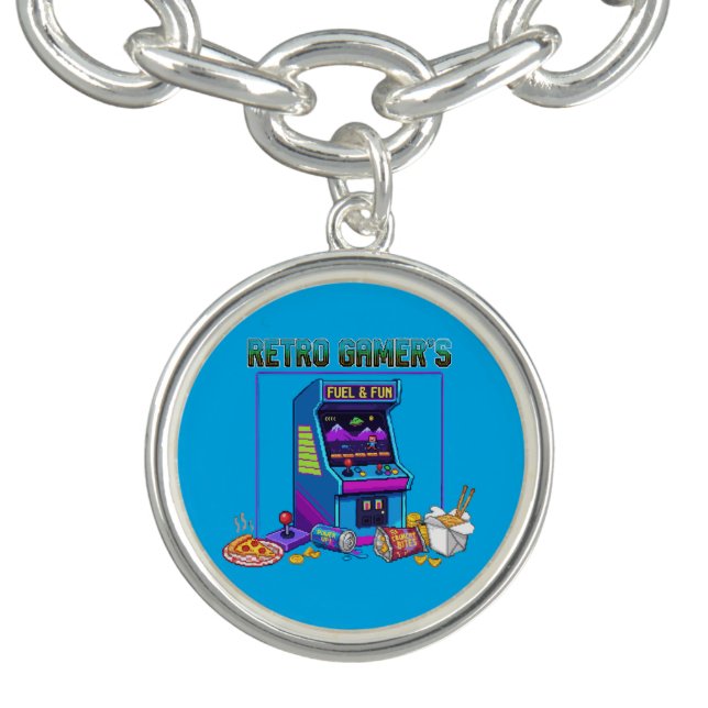 Retro Gamer's Fuel & Fun | 8-Bit Pixel Art Arcade Bracelet (Design)