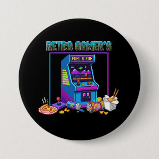  Retro Gamer's Fuel & Fun | 8-Bit Pixel Art Arcade Button