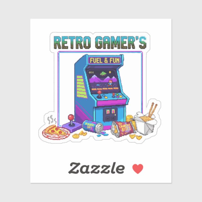  Retro Gamer's Fuel & Fun | 8-Bit Pixel Art Arcade Sticker (Sheet)