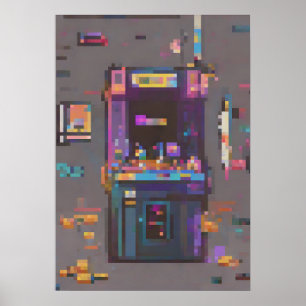 Retro Gaming Arcade Pixel Art Cartridge Console No Poster