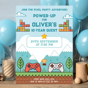 Retro Gaming Birthday Bash Invitation