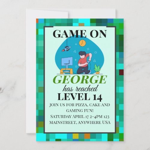 Retro Gaming Birthday Invitation Card