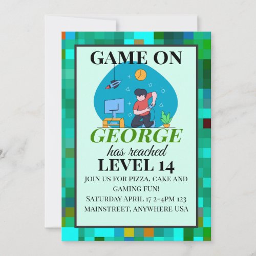 Retro Gaming Birthday Invitation Card