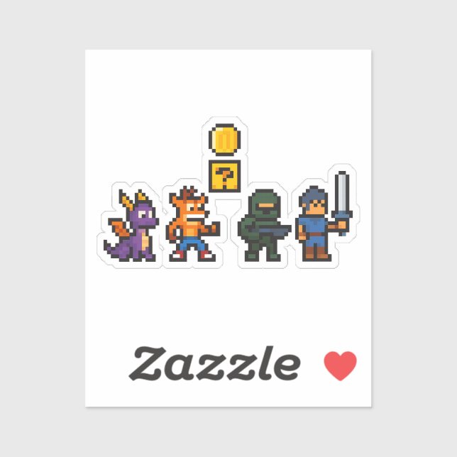 Retro Gaming Characters Sticker (Sheet)