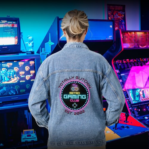 Retro Gaming Club Round Denim Jacket