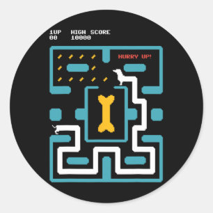 Retro Gaming Console Video Game Dog 80s Arcade Classic Round Sticker