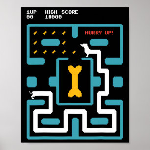 Retro Gaming Console Video Game Dog 80s Arcade Poster