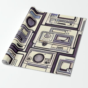 Retro gaming consoles wrapping paper