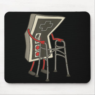 Retro Gaming Controller Old Gamer With Walker Funn Mouse Pad