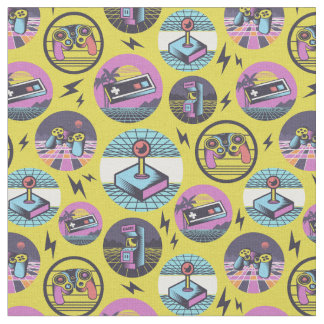 Retro Gaming Geek Gamer 80s Fabric