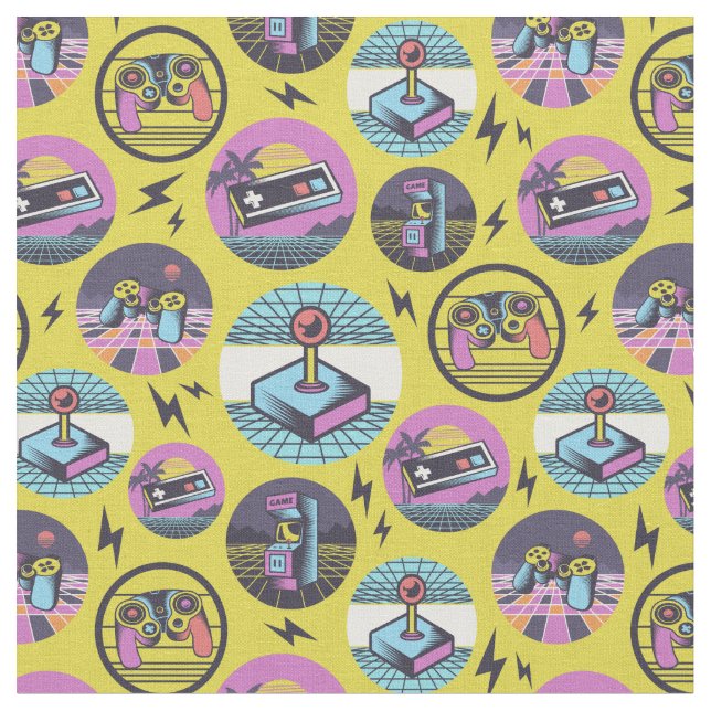 Retro Gaming Geek Gamer 80s Fabric (Close Up)