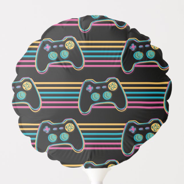 Retro Gaming Geek Gamer 80s neon colors Balloon (Front)