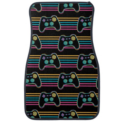 Retro Gaming Geek Gamer 80s neon colors Car Floor Mat