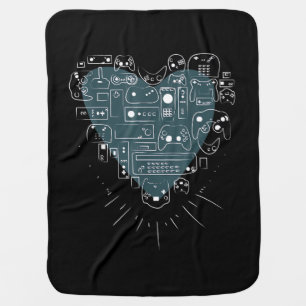 Retro Gaming Heart Video Game Controllers Gamer Baby Blanket