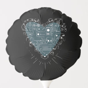 Retro Gaming Heart Video Game Controllers Gamer Balloon