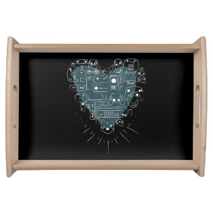 Retro Gaming Heart Video Game Controllers Gamer Serving Tray