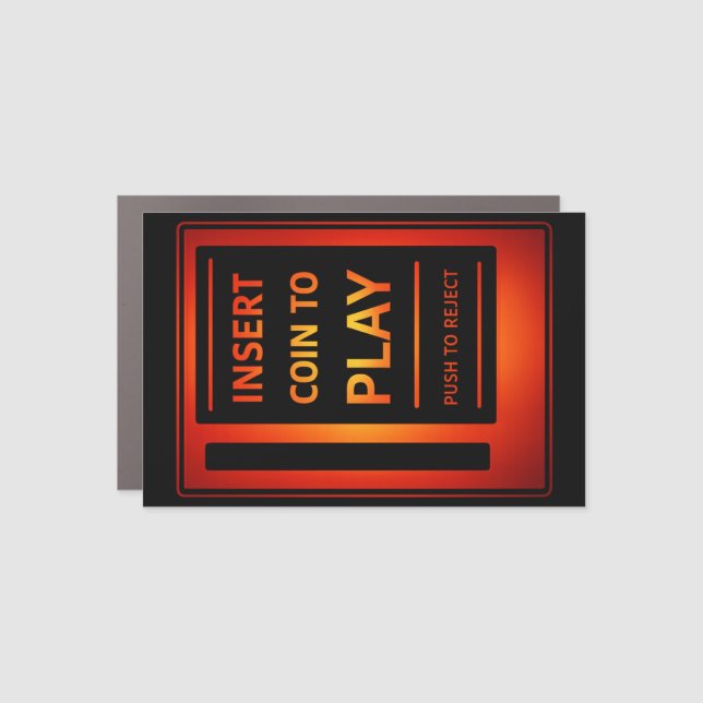 Retro Gaming “Insert Coin to Play” Car Magnet (Front)