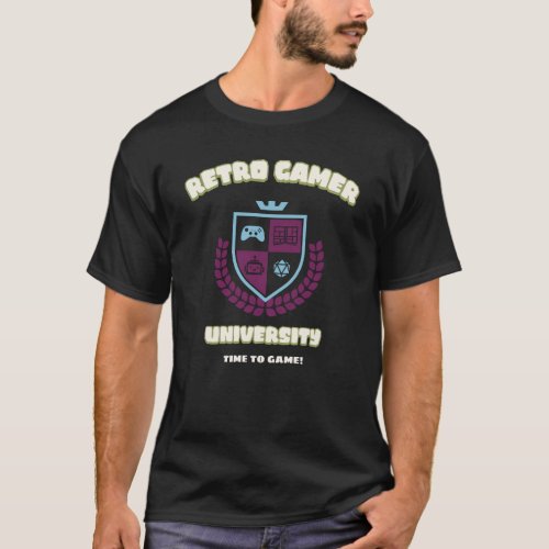 Retro Gaming Nerd University Design T_Shirt