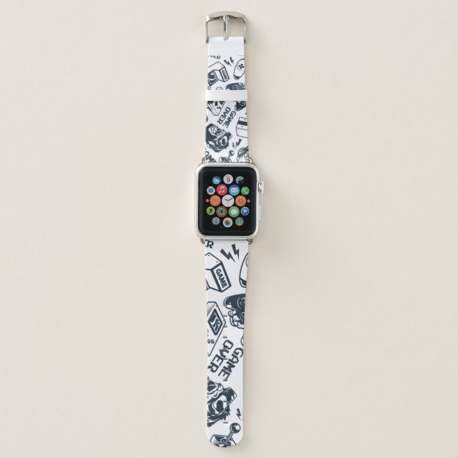 Retro gaming vintage pattern. apple watch band (Front)