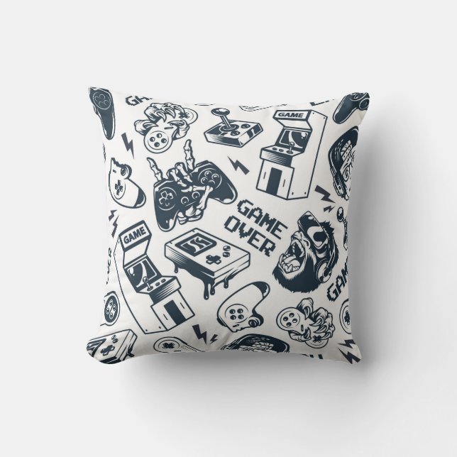 Retro gaming vintage pattern. throw pillow (Front)