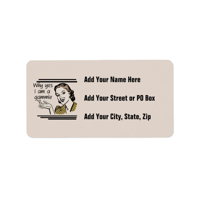 Retro Gammie T-shirts and Gifts Label (Front)