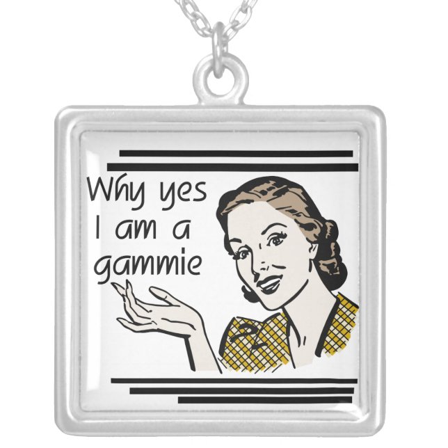 Retro Gammie T-shirts and Gifts Silver Plated Necklace (Front)